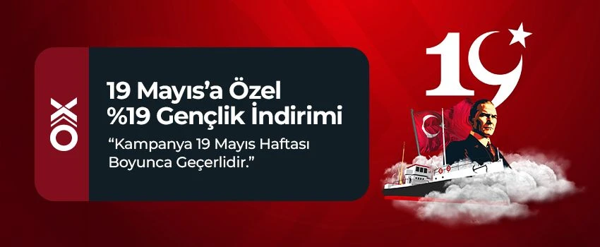 19 Mayıs Özel %19 Gençlik İndirimi