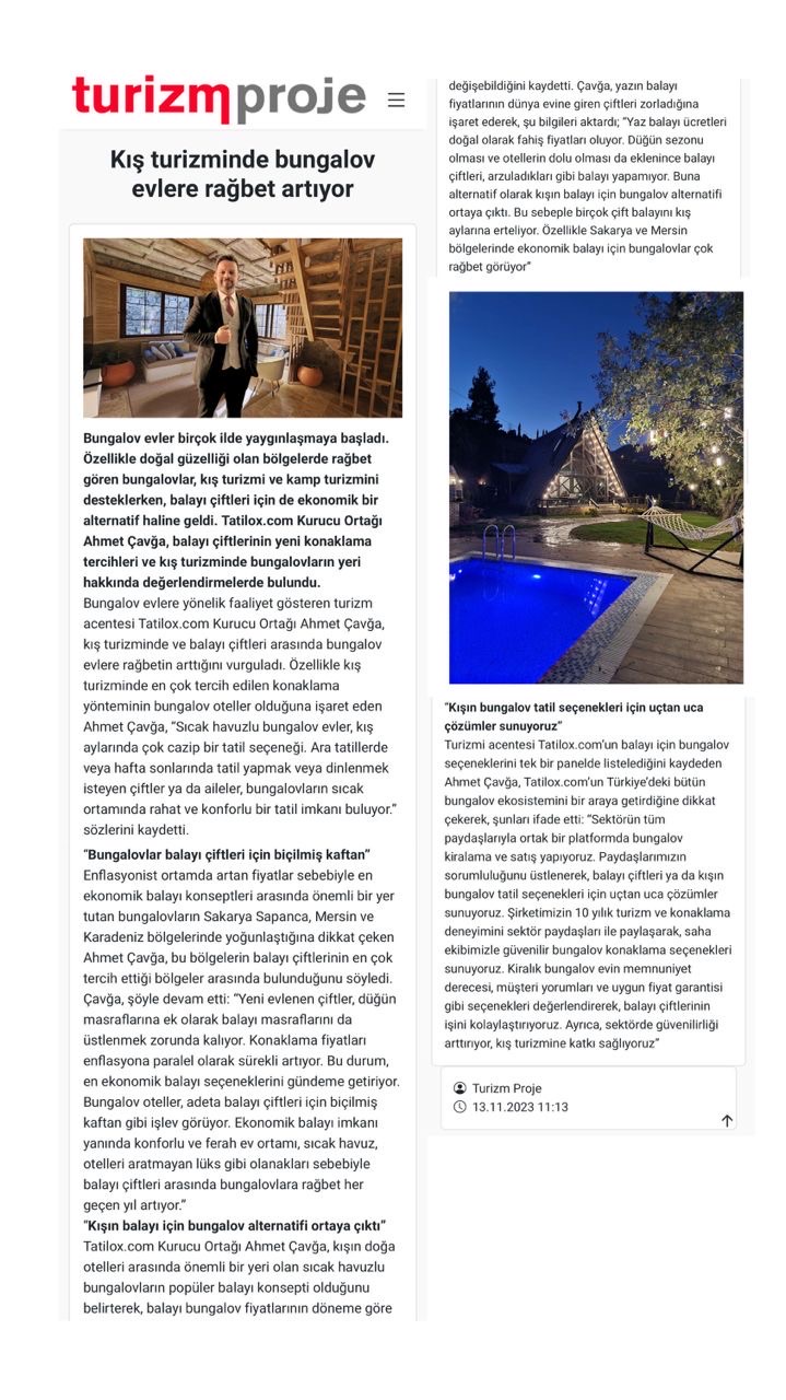 https://www.turizmprojedergisi.com/haber-detay/kis-turizminde-bungalov-evlere-ragbet-artiyor/2930?fbclid=PAZXh0bgNhZW0CMTEAAaeFiKDkmzgf8g-AlLCHljfpNeG-0zGstOLUKAwB7eApXITdDxBjoDDKoTHqpg_aem_Q6pepb6HmVufvzl35xB01g